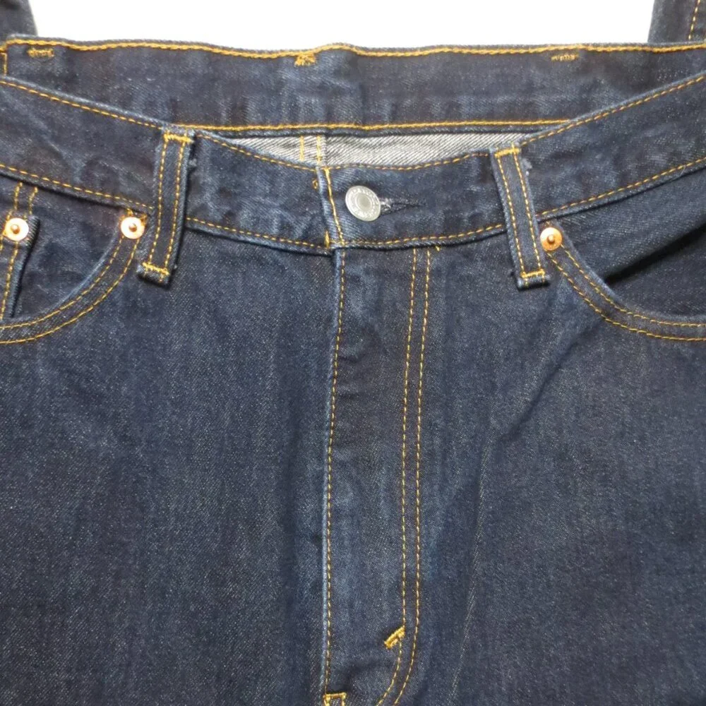 LEVI’S mens PANTS denim DARK BLUE jeans 505 regular fit DARK WASH size 38x30